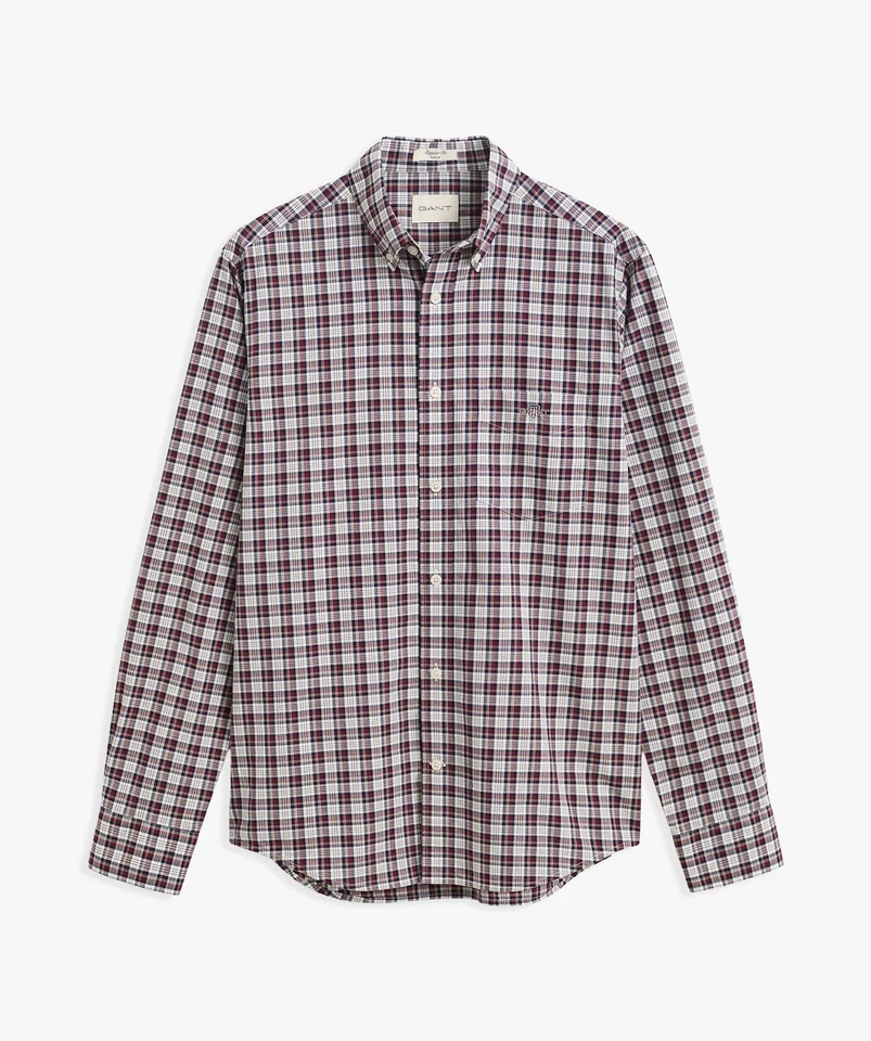 Rutig skjorta i bordeaux med button-down-krage