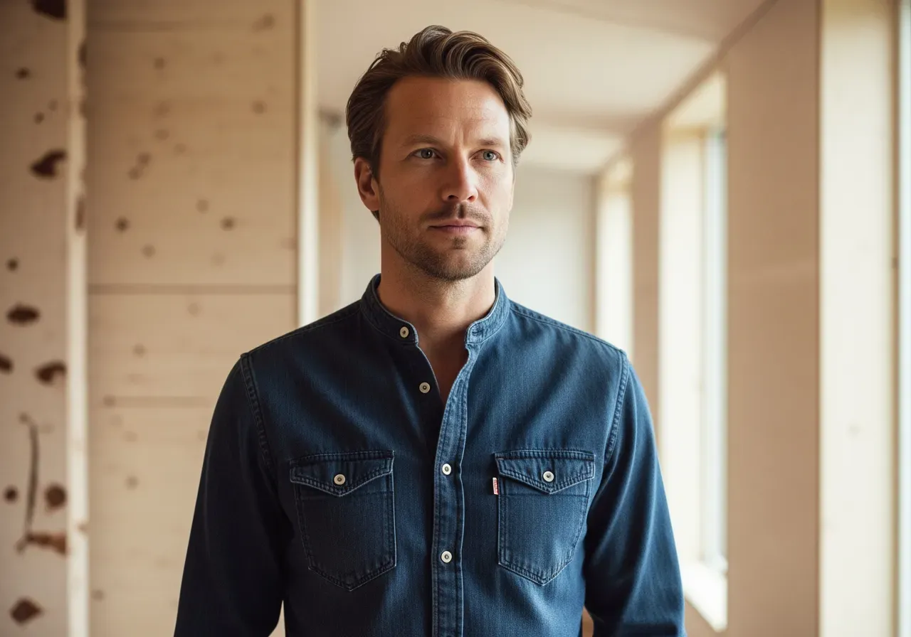 Bandkrage eller nedknäppt på jeansskjorta