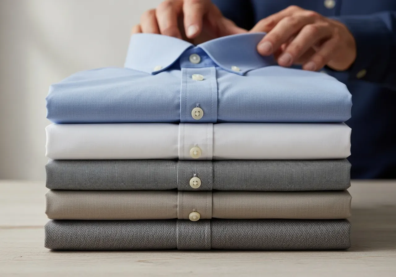 Bandkrageskjortor i poplin och kypert