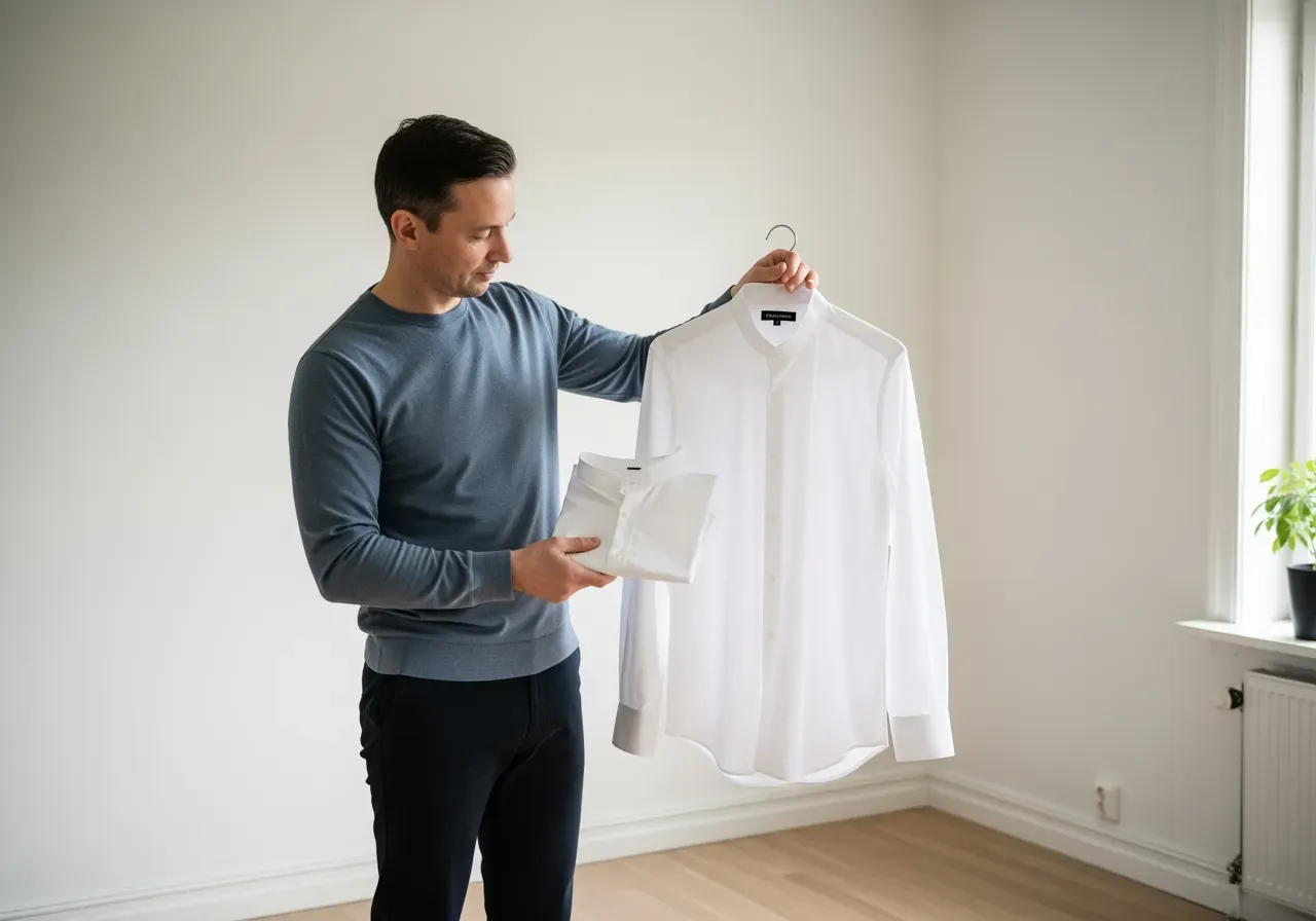 Vit bandkrageskjorta i poplin