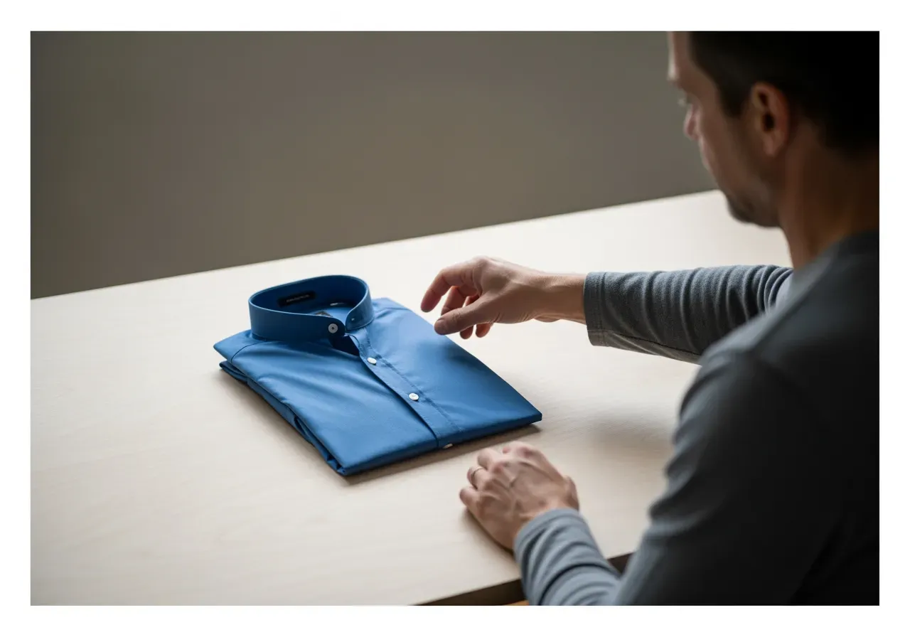 Blå bandkrageskjorta i poplin