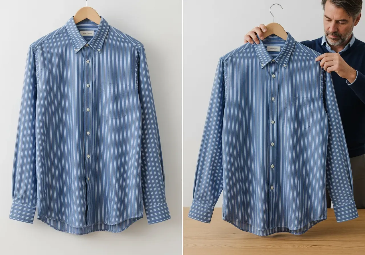 Blå randig knappkrageskjorta i bomull