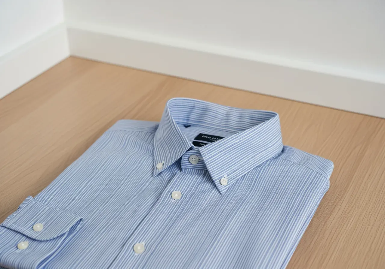 Blårandig poplinskjorta med knappkrage