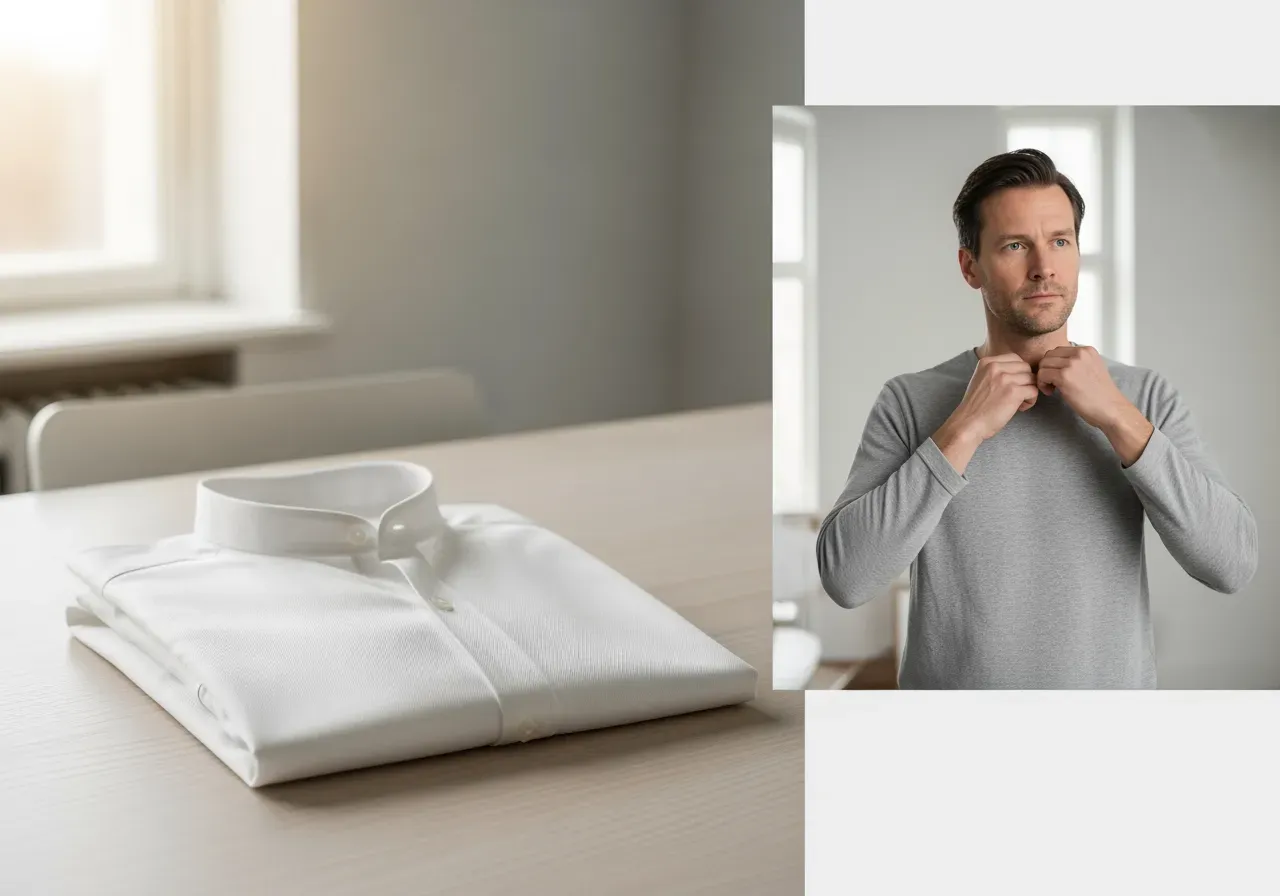 Vit bandkrageskjorta i kypertval