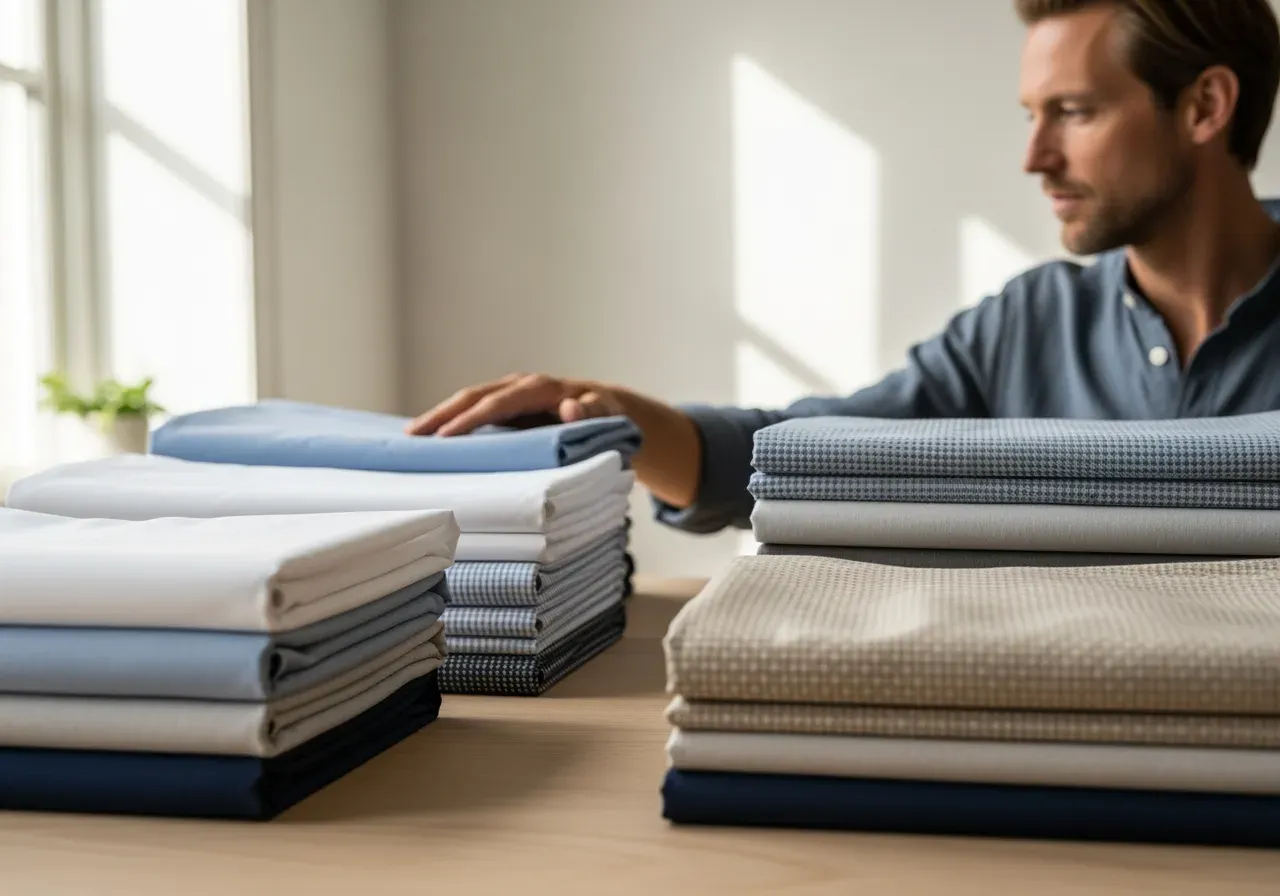 Bomullspoplin och linnepoplin för skjortor