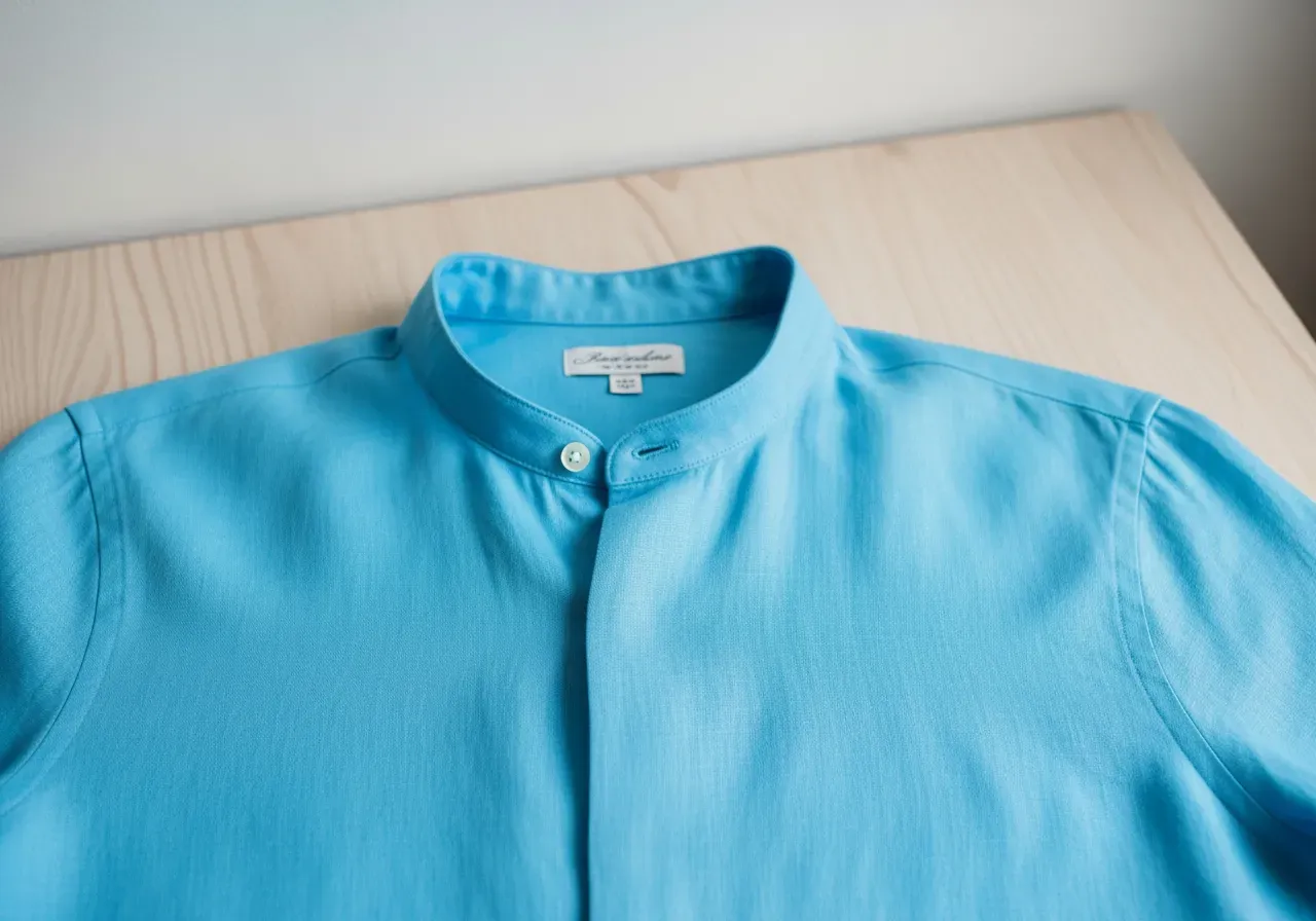 Cyan bandkrageskjorta i linne