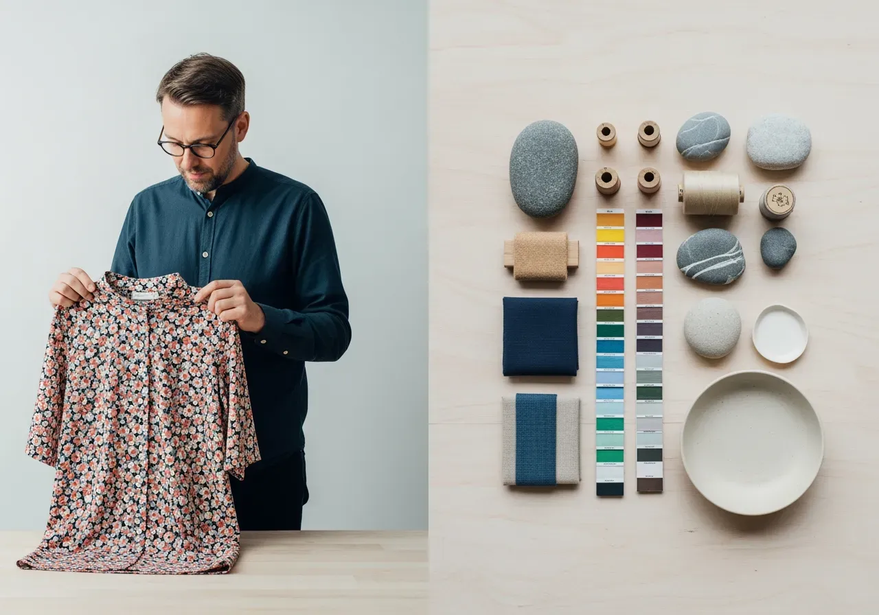 Färgguide blommig bandkrageskjorta