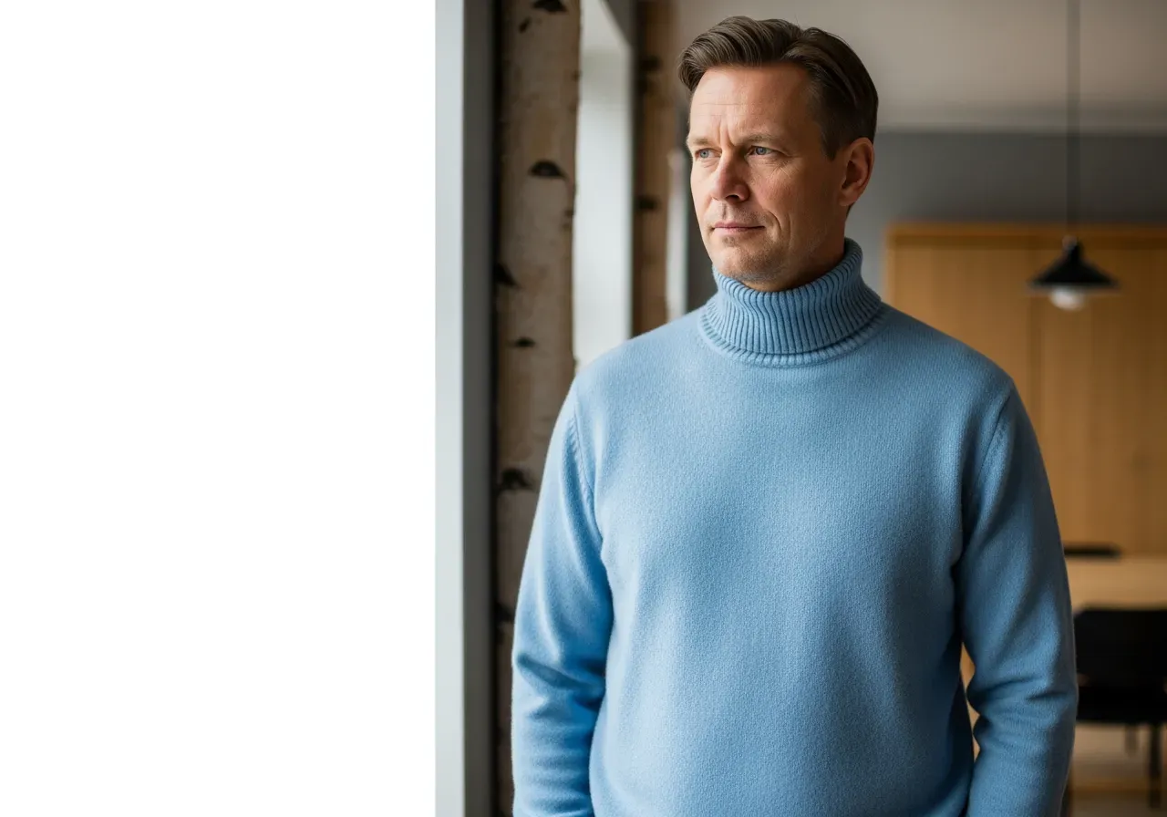 Ljusblå haikrage utan slips