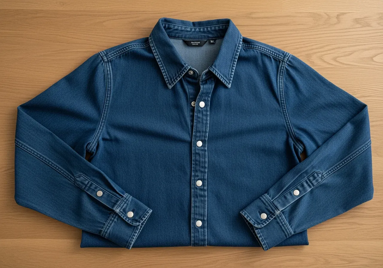 Marinblå jeansskjorta med tryckknappar