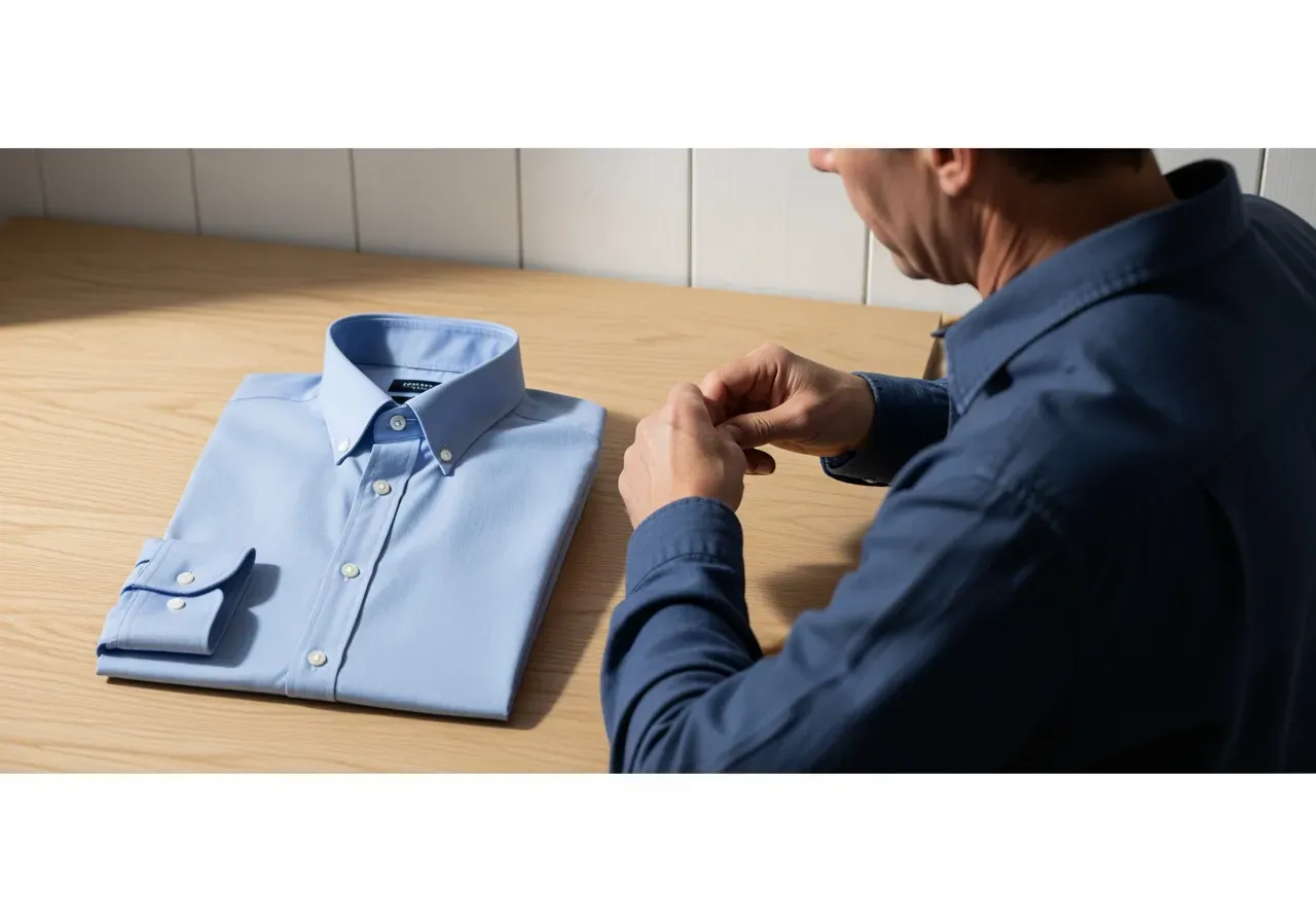 Ljusblå bomullsskjorta med knappkrage