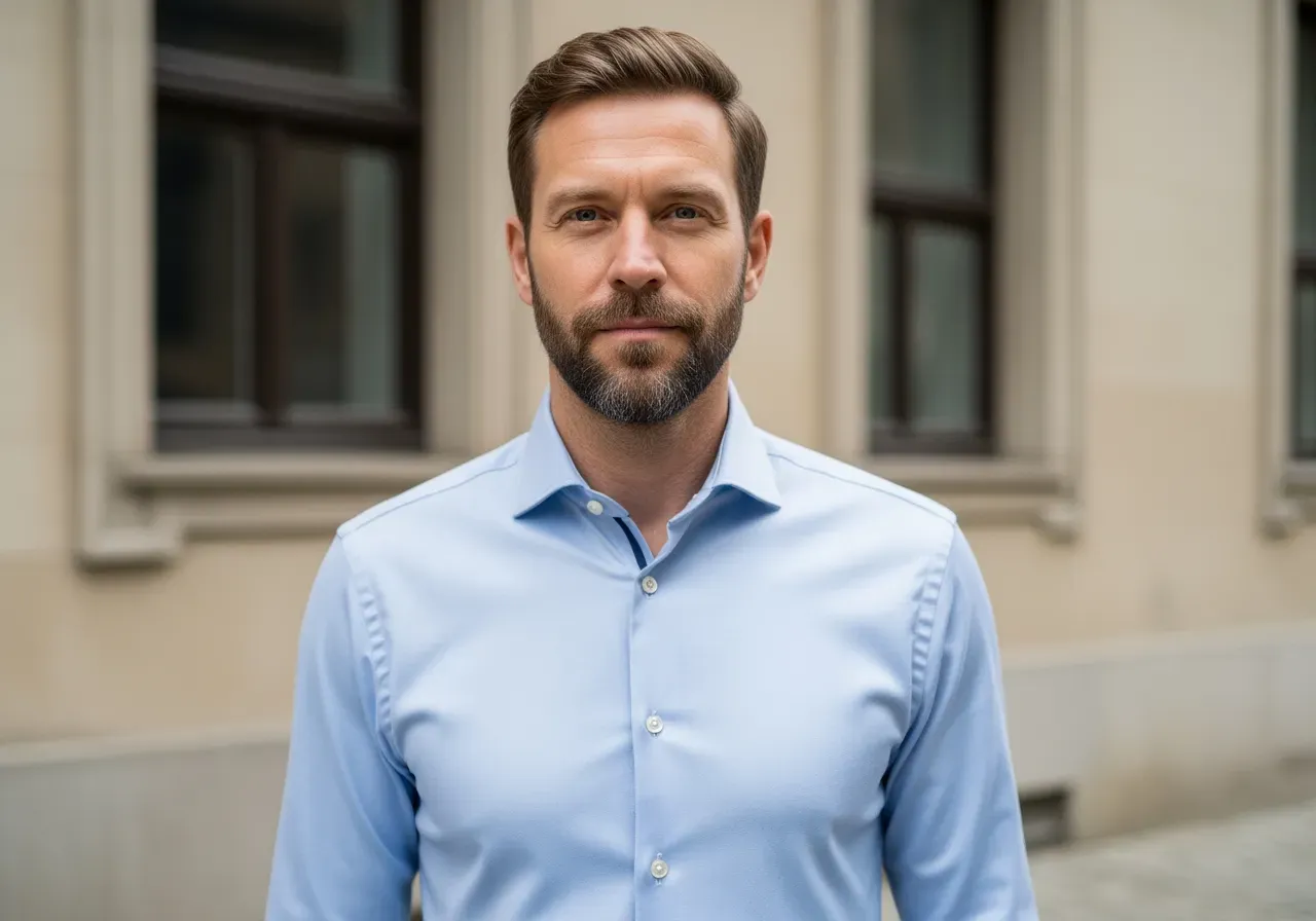 Ljusblå supima oxfordskjorta herr