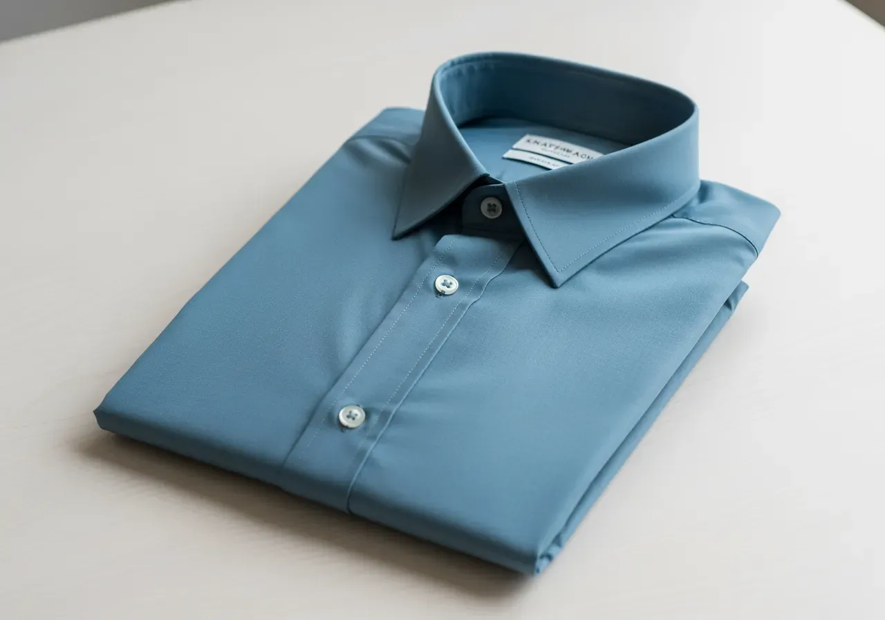 Matcha blå poplinskjorta med knappkrage