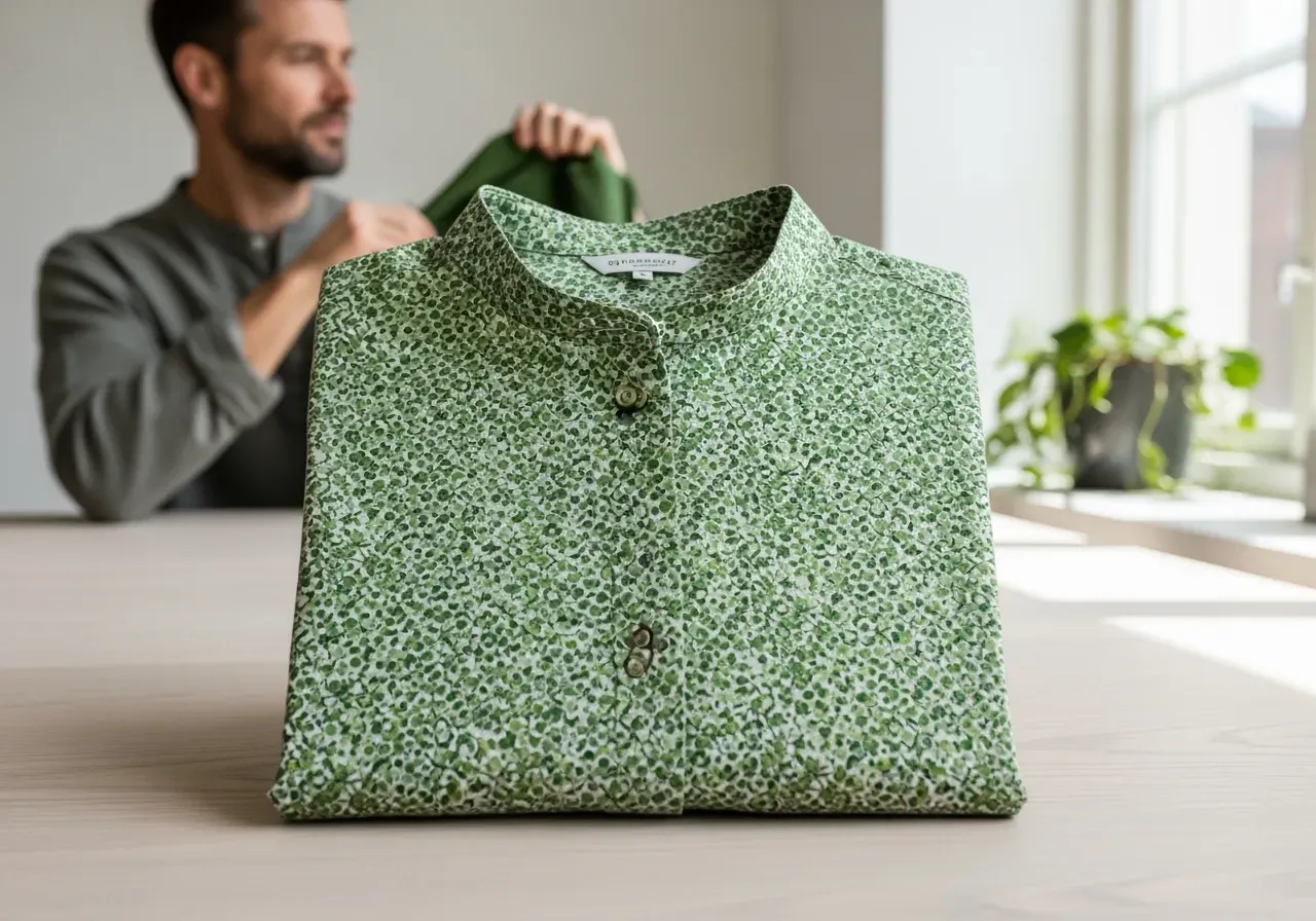 Matcha blommig bandkrageskjorta