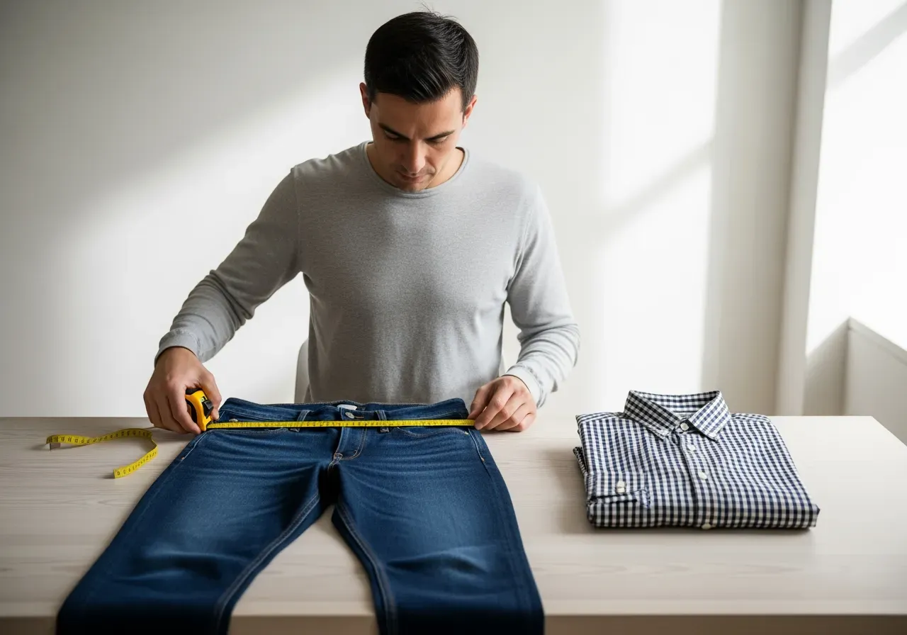 Mått för jeans- och vichyskjorta