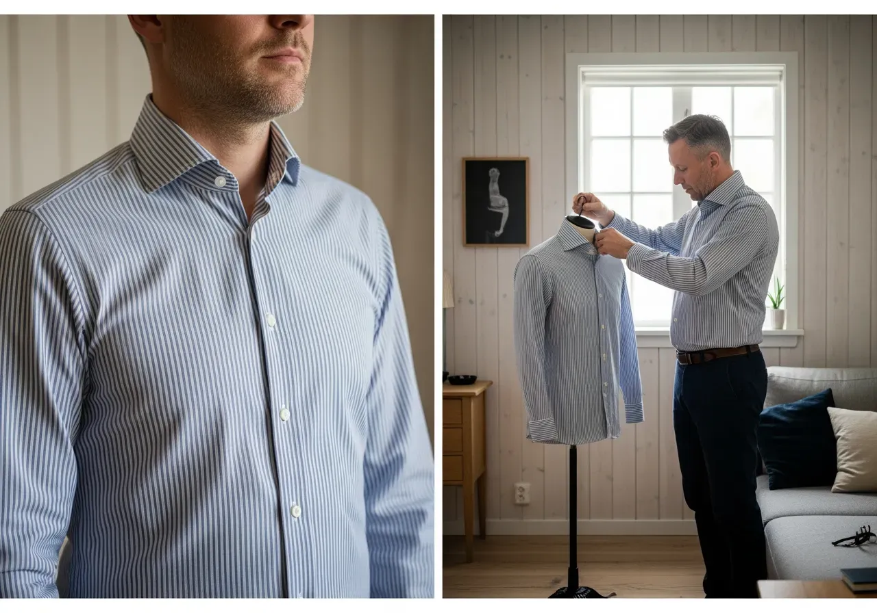 Måttsydd randig kypertskjorta med dold krage