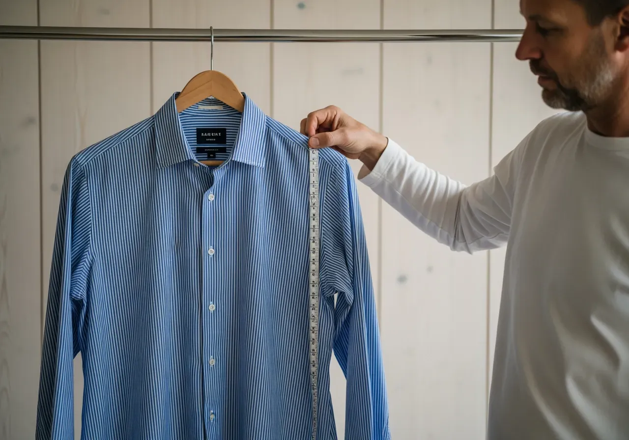 Blårandig måttsydd poplinskjorta guide