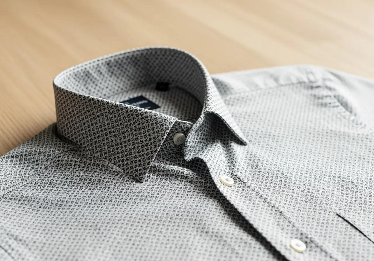 Mönstrad poplin med hajkrage herr