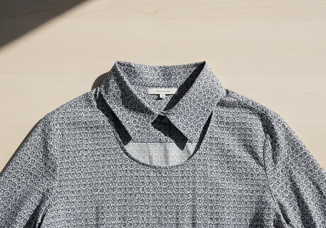 Mönstrad poplinskjorta med utskuren krage