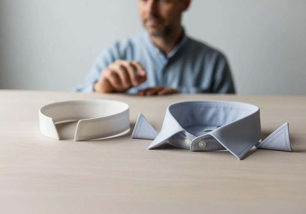 Pinnkrage och vingkrage för fritidsskjorta