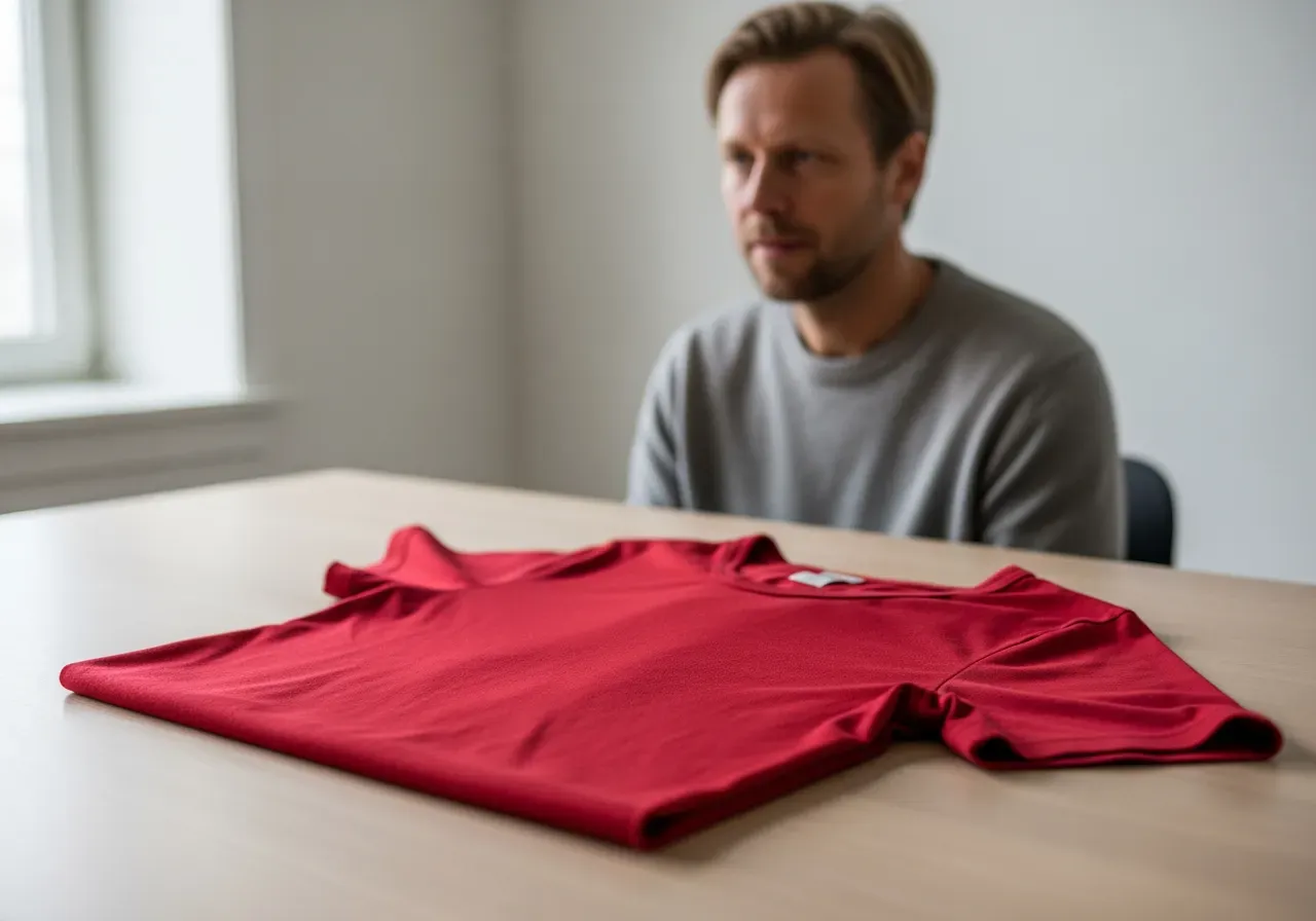 Röd trikåskjorta i bomull