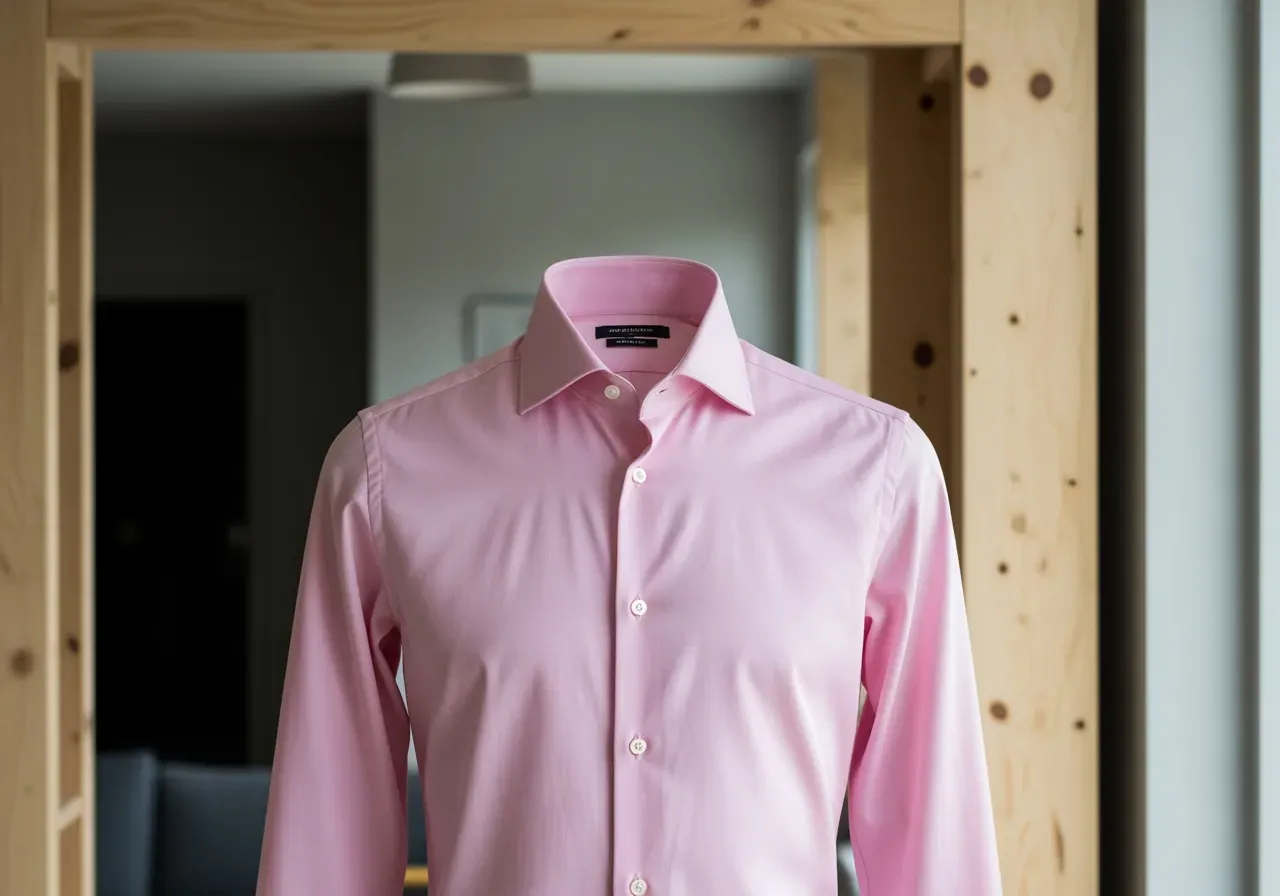 Rosa måttsydd bomullsskjorta för herr