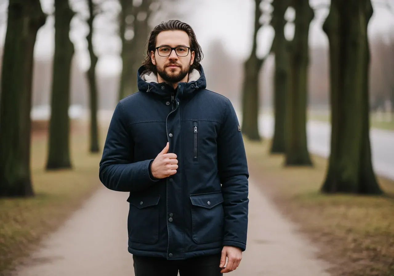 Blå skjorta rund krage med knappar