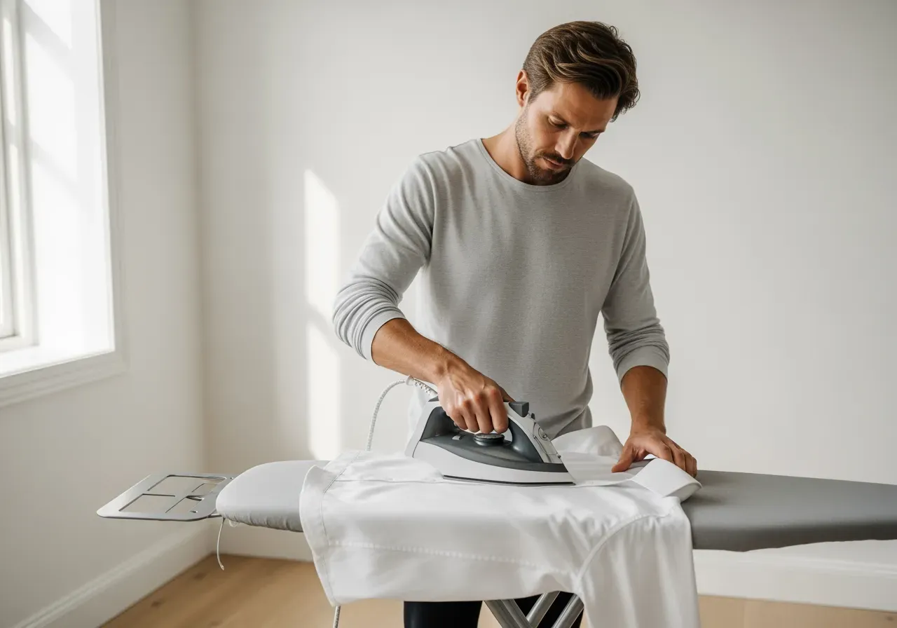 Skötsel vit twillskjorta knappkrage