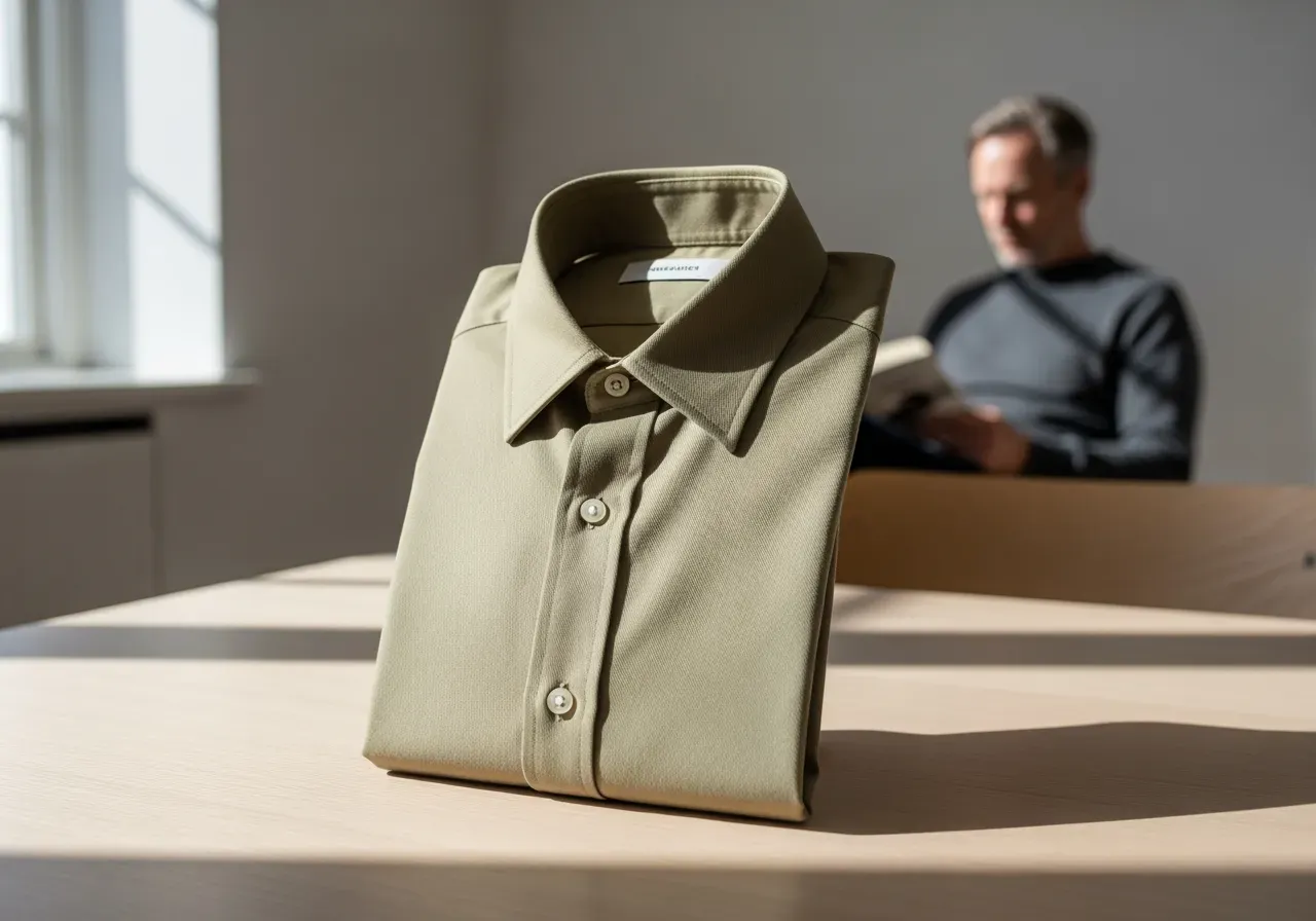 Vingkrageskjorta i bomullskypert för fritid