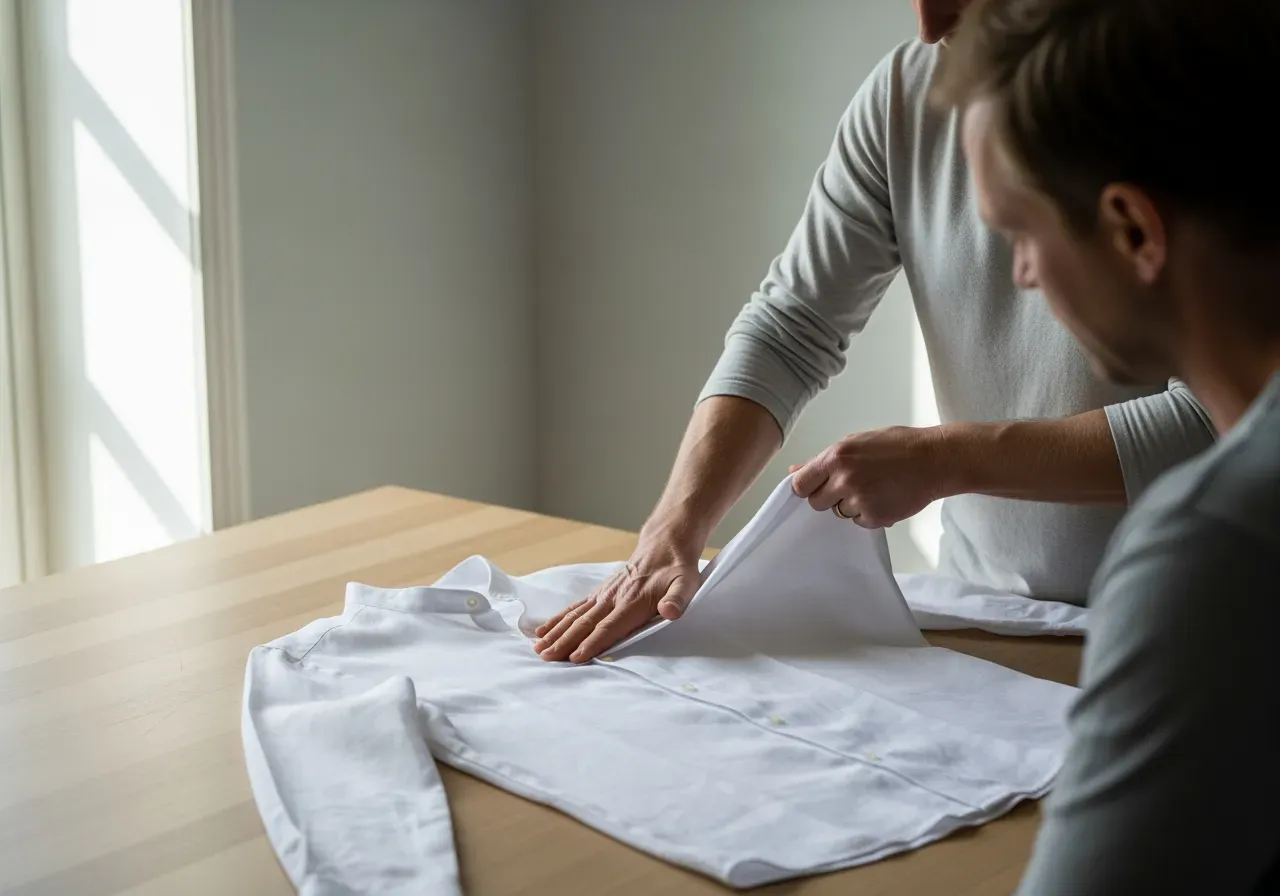 Vårda vit bandkrageskjorta i linne