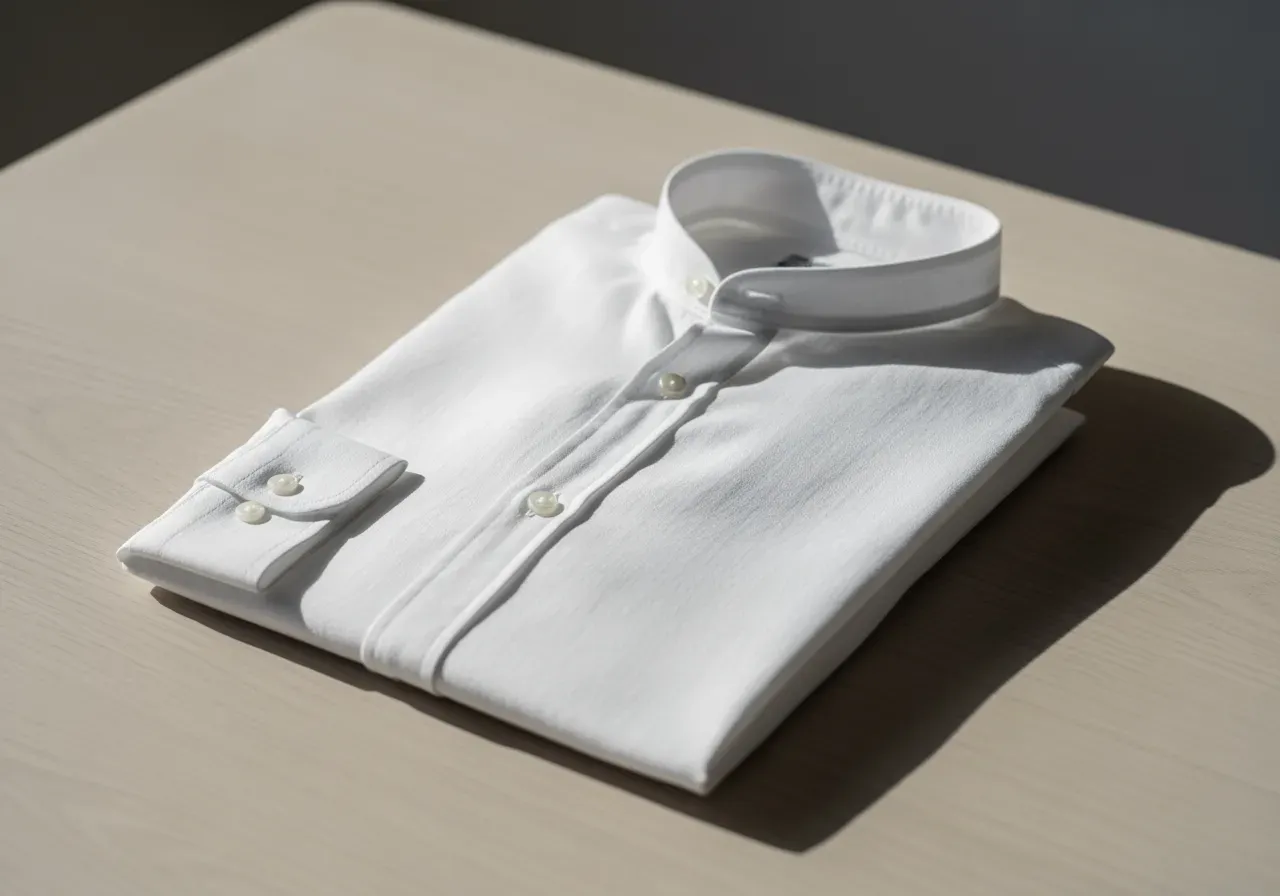 Vit bandkrageskjorta i linne