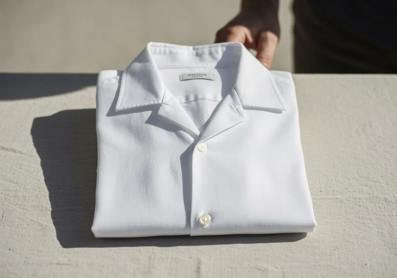 Vit campkrageskjorta i bomullslinne