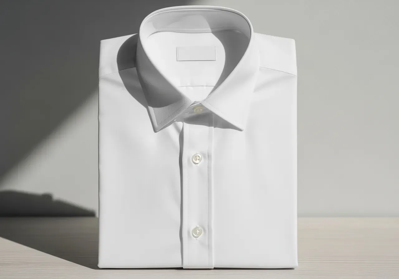 Vit poplinskjorta med knappkrage