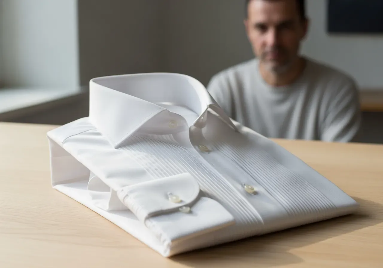 Vit vingkrageskjorta för herr