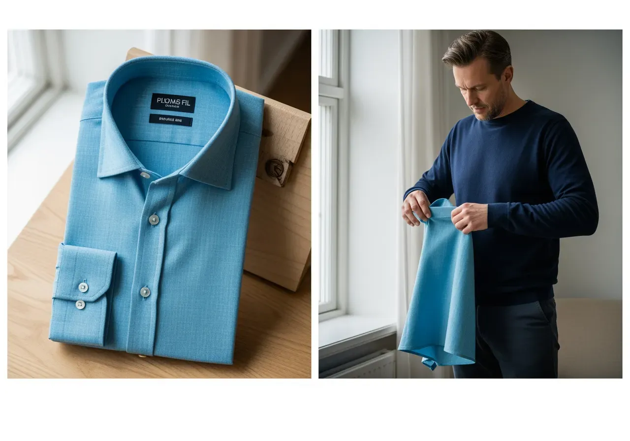 Cyan herrskjorta i fil a fil