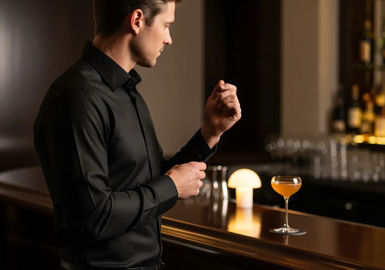 Svart skjorta för kvällscocktail