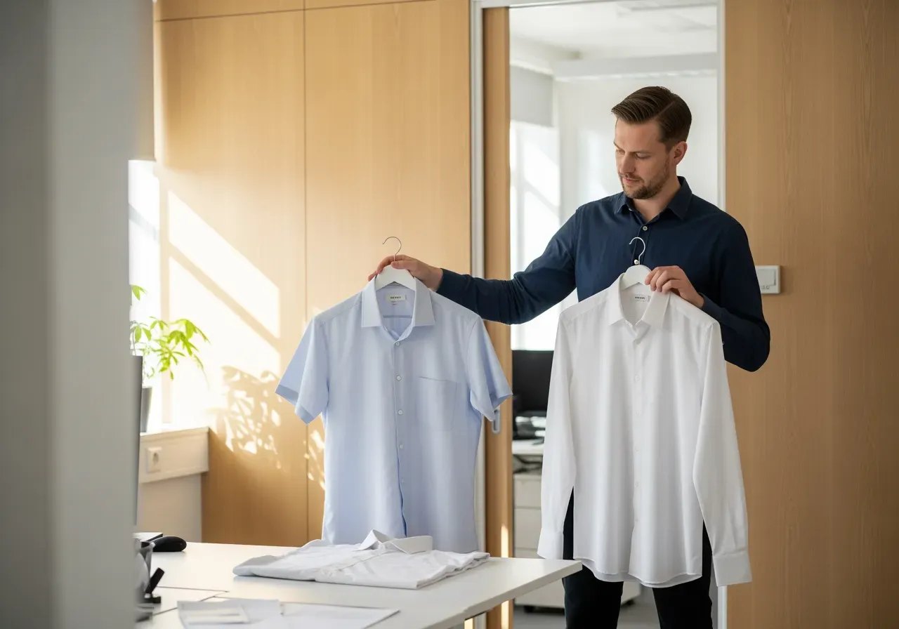 Kortärmad och långärmad skjorta på kontor