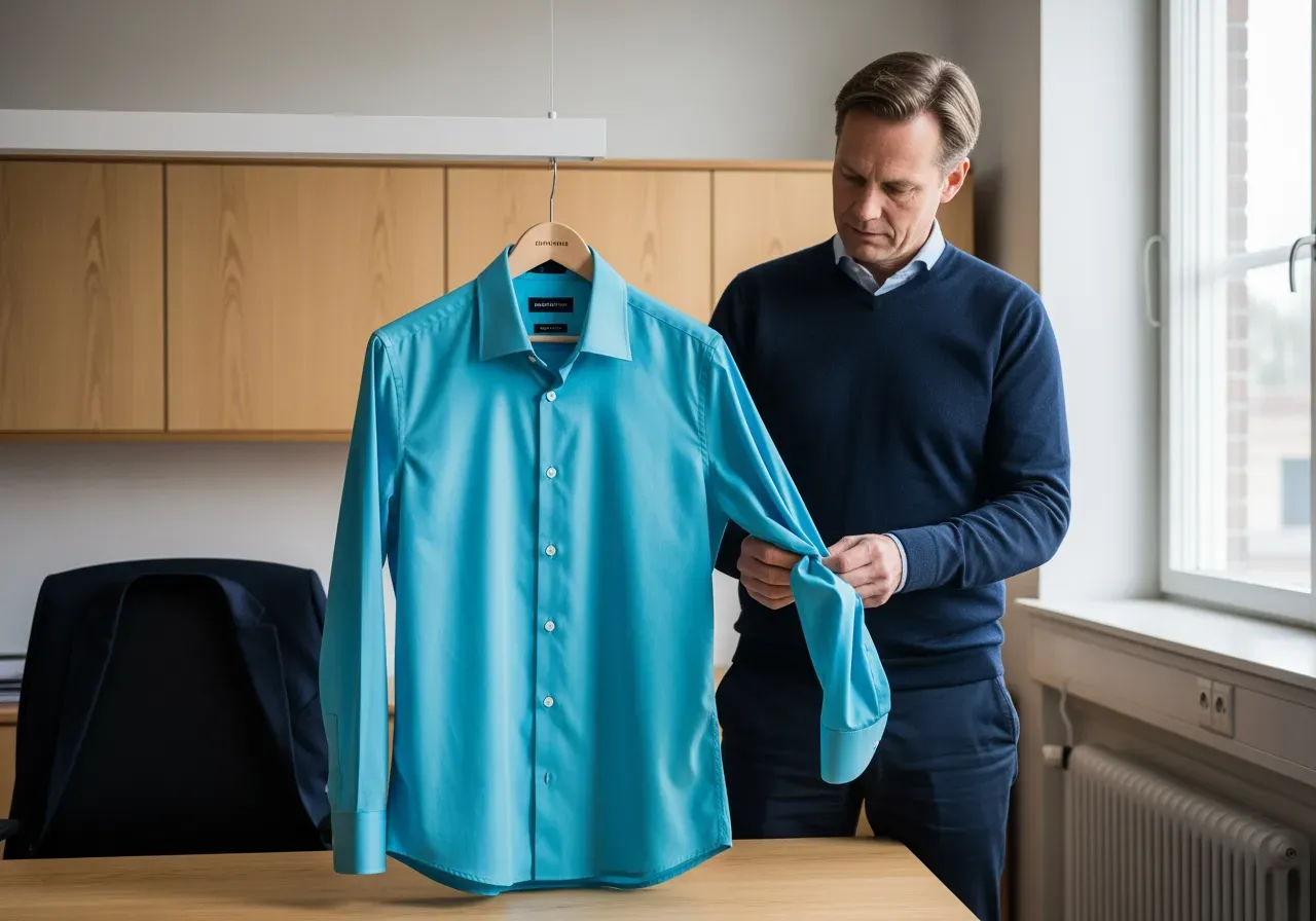 Cyan skjorta i egyptisk bomull för kontor