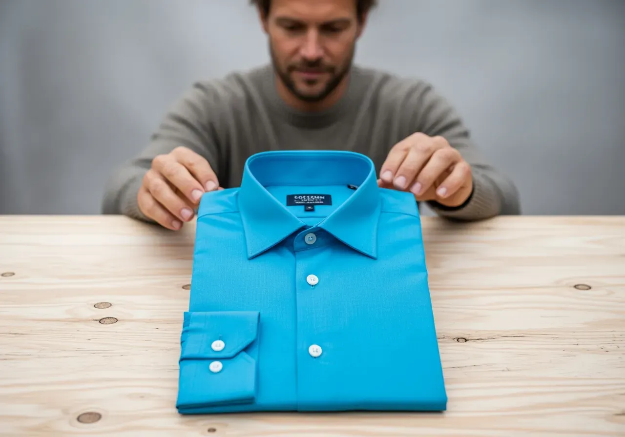 Cyan skjorta i egyptisk bomull