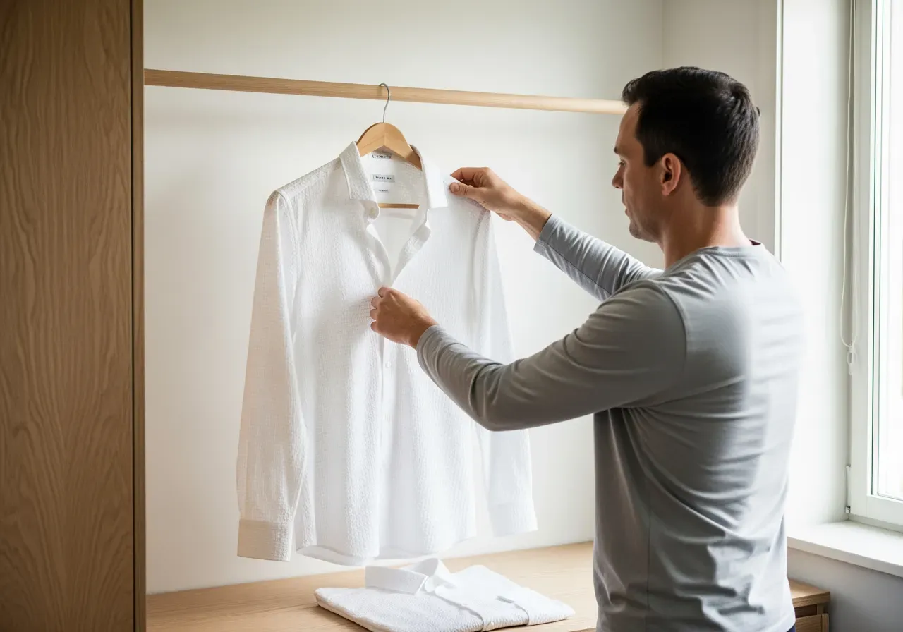 Vit kostymskjorta i falsk gallerbindning