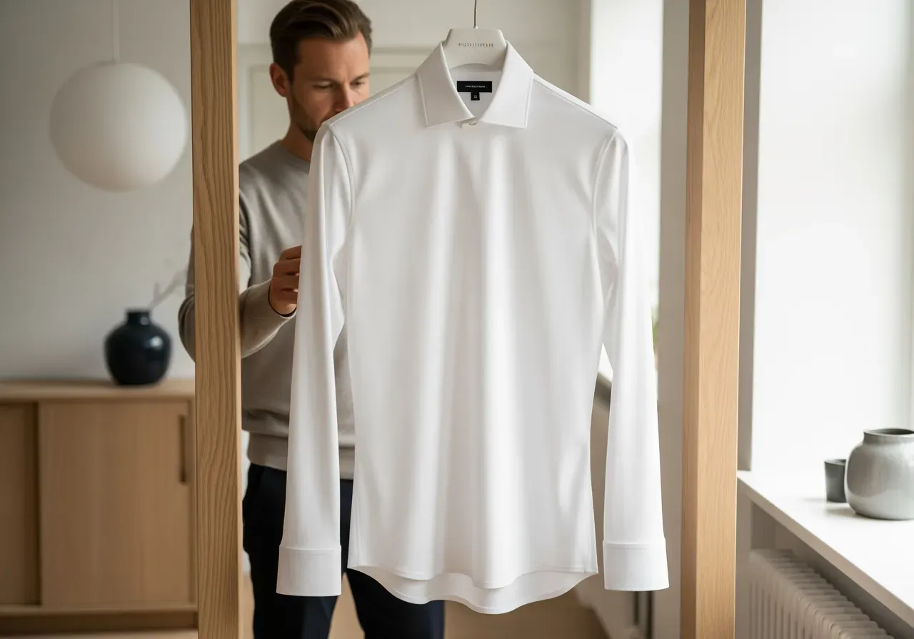 Vit måttsydd skjorta med fyrvägsstretch