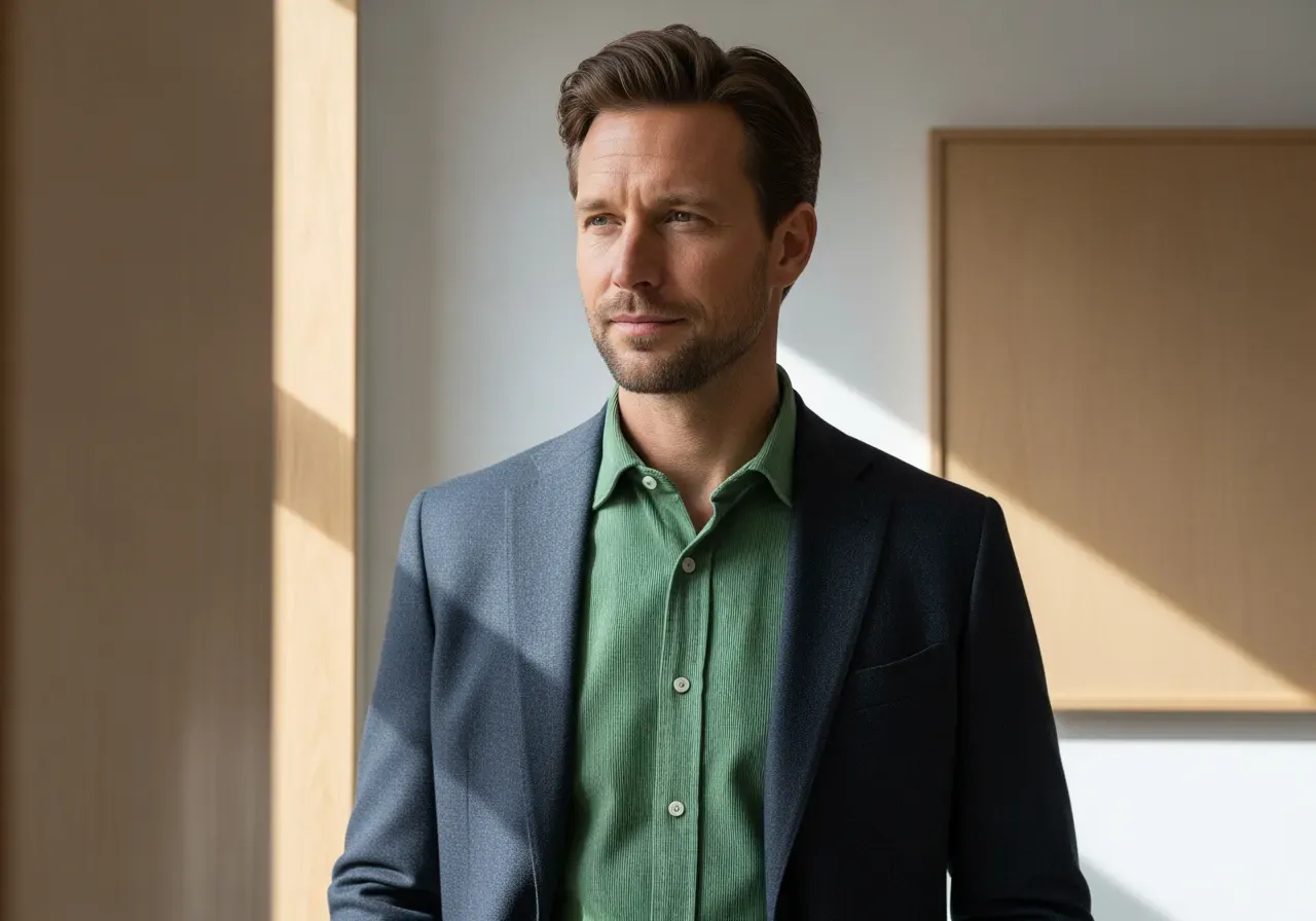 Grön manchesterskjorta till kostym