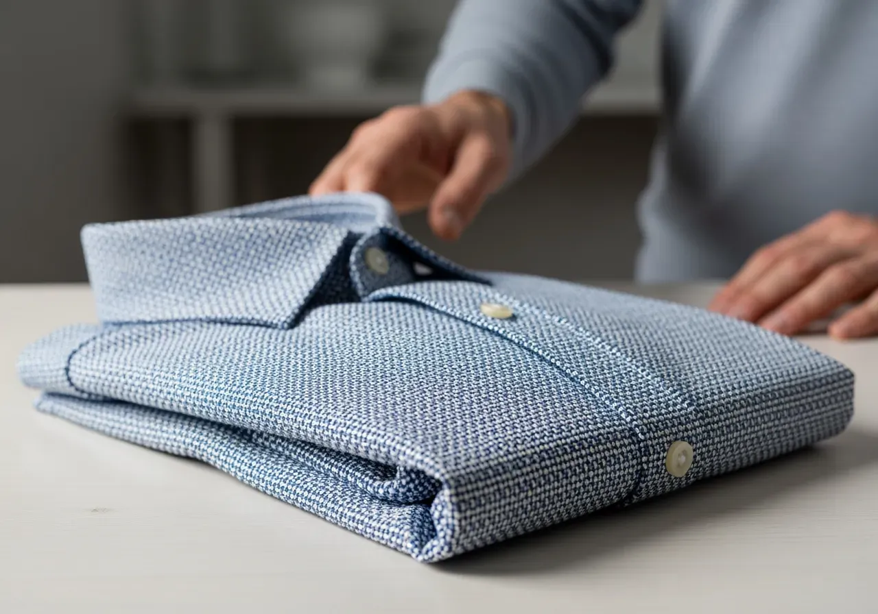 Blåvit dobbyskjorta i dobbyväv