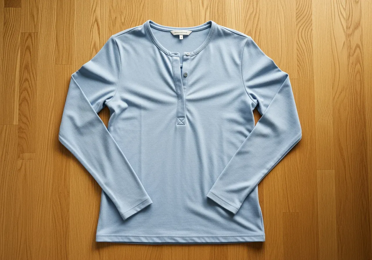 Ljusblå stretchskjorta med dold knappslå