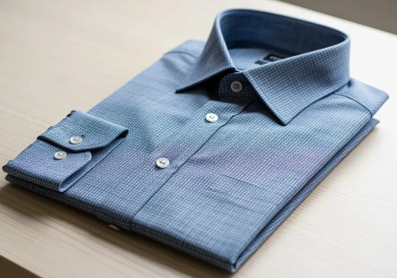Blå smårutig filafilskjorta i kontorsstil