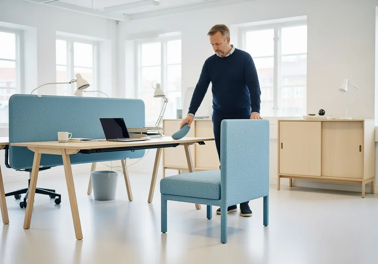 Ljusblå lenoimitation för kontoret