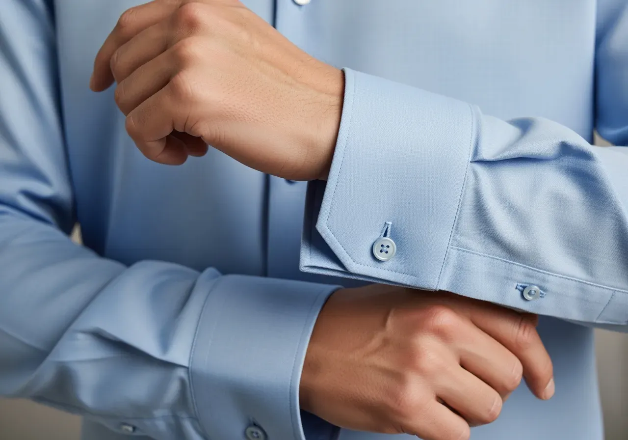 Manschetter till ljusblå kostymskjorta