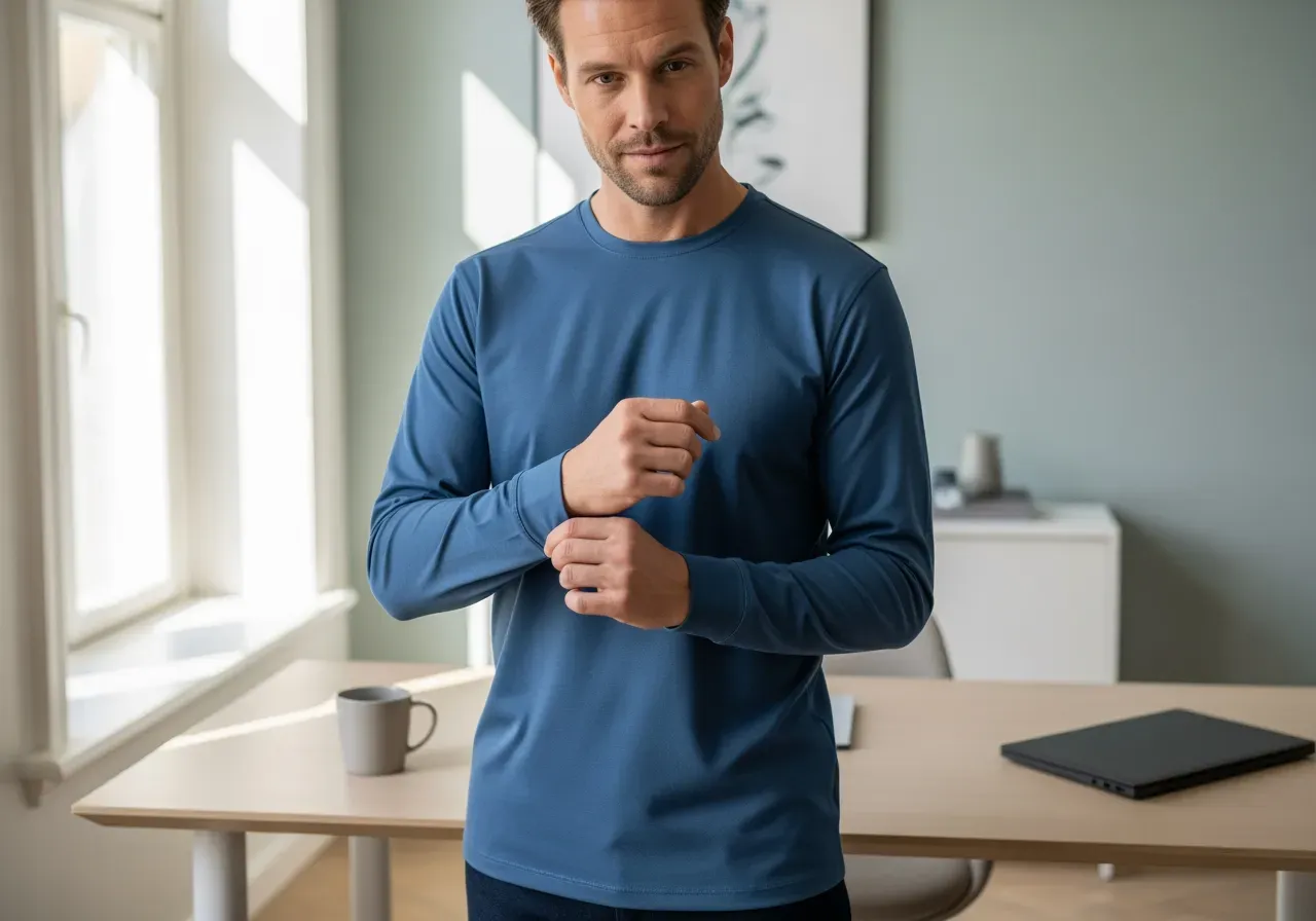 Marinblå elastan skjorta för kontor