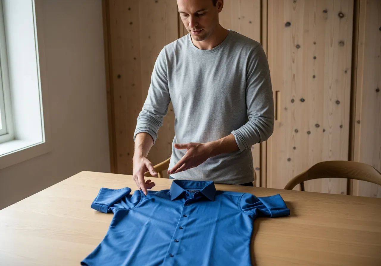 Marinblå kortärmad kostymskjorta guide