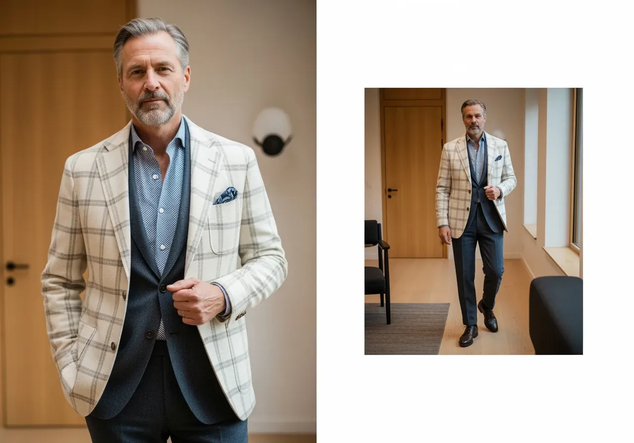 Offvit flanellskjorta till kostym