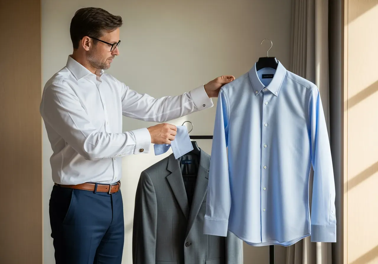 Ljusblå oxfordskjorta till kostym